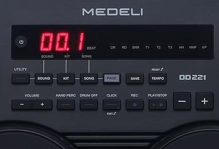 MEDELI DD221 แพดกลองไฟฟ้าพกพา พร้อมไม้กลองและแป้นเหยียบ